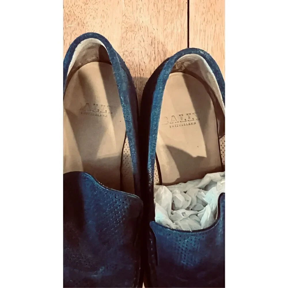 Bally Desta Blue Suede Loafers Shoes Mens Size 40 US 7